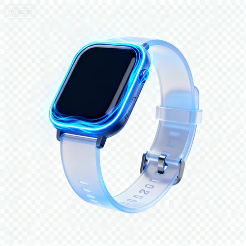 科技感光影特效，蓝色光线勾勒，透明背景，突出产品未来感