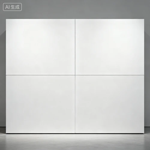 纯白色展墙，无缝拼接，哑光质感，灰色背景，正视拍摄，线条平直