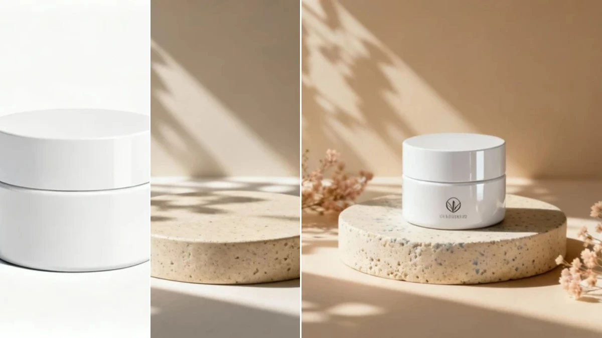 图1：电商产品图AI换背景效果（左侧为原素材，右侧为合成成品）