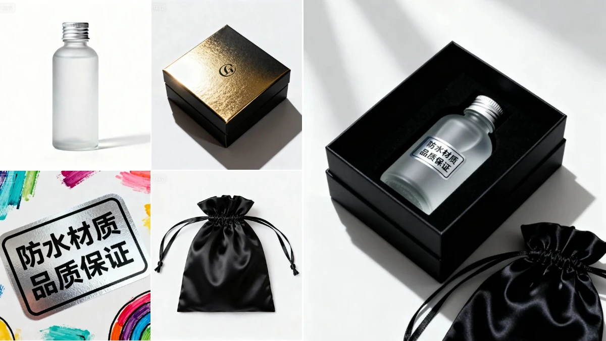 图2：美妆包装AI合成效果（左侧为拆分素材，右侧为合并成品）