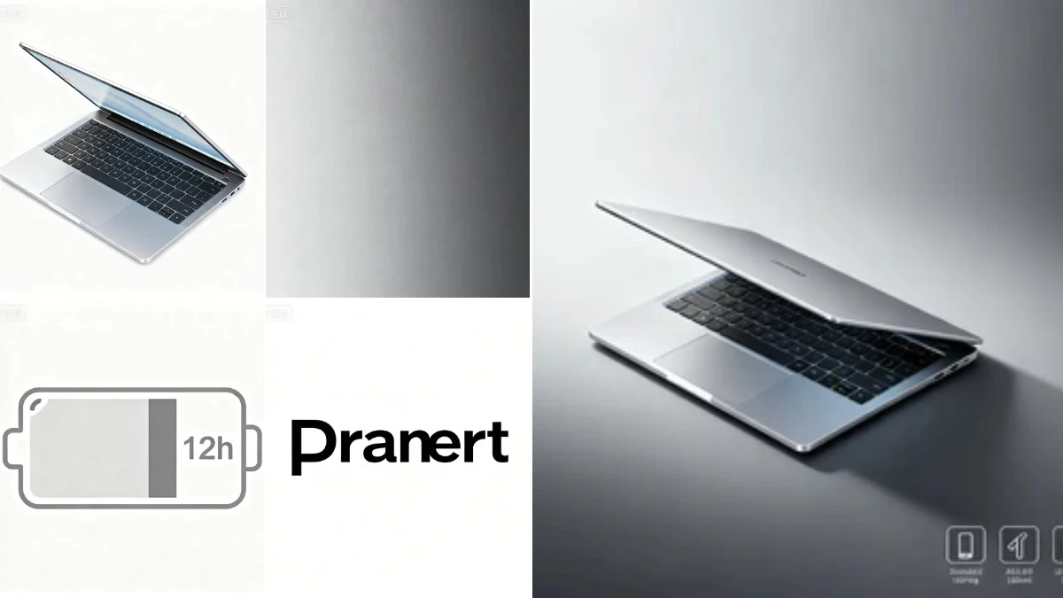 图2：简约风笔记本海报AI合成效果（左侧为拆分素材，右侧为合并成品）