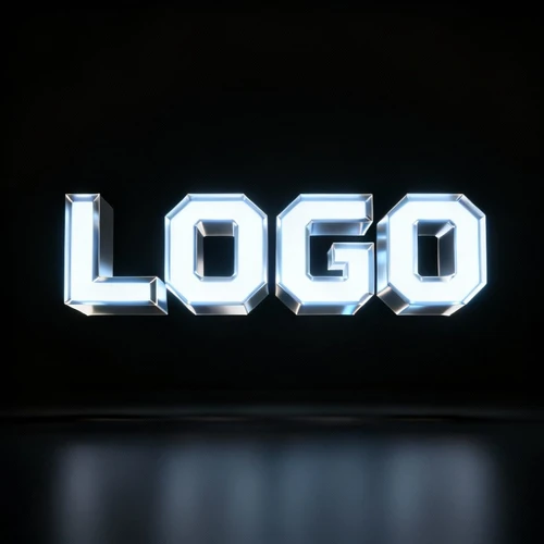 大型品牌LOGO立体字，发光字壳，悬浮效果，黑色背景，正视拍摄