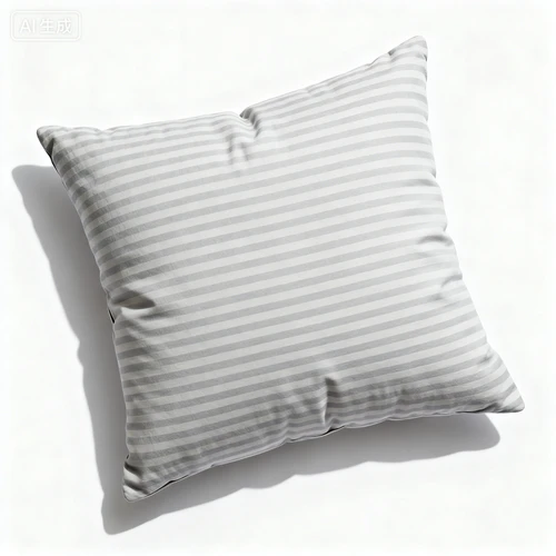 同色系抱枕，简约条纹图案，白色背景，俯视拍摄，蓬松饱满
