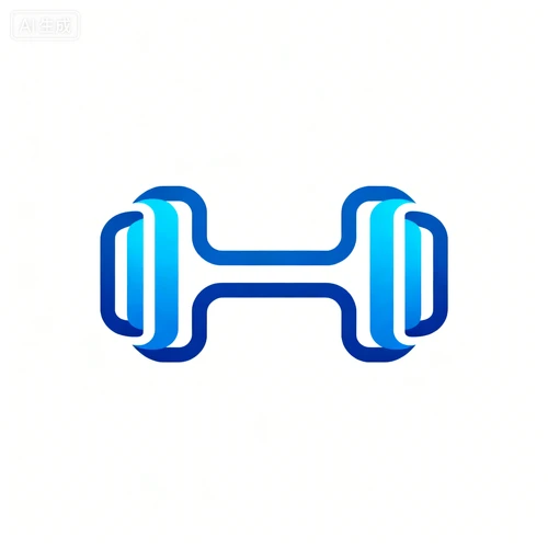 健身房LOGO，蓝色主调，简约设计，无背景，尺寸适中，品牌识别度高