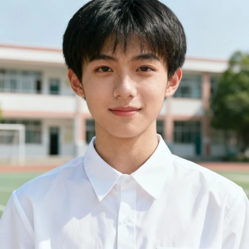 白色翻领衬衫，校园风格，干净整洁，正面视角，无褶皱