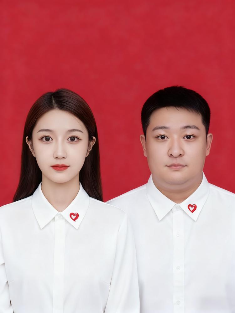 双人合影转换结婚证件照前示例照片