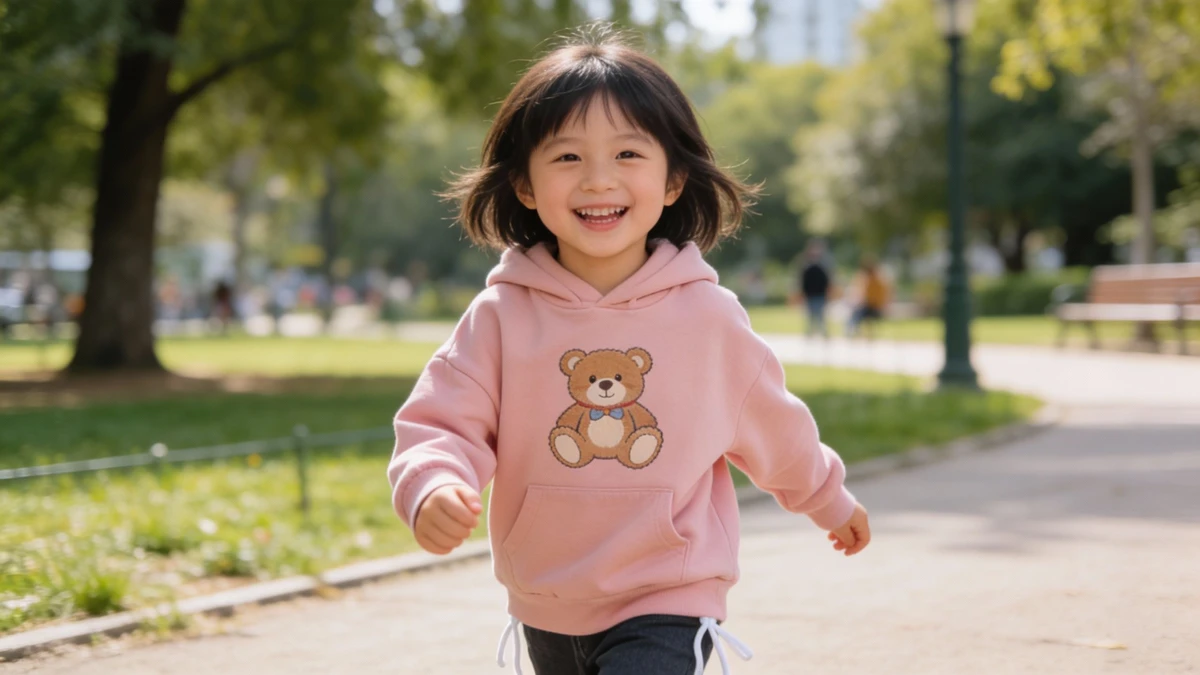 童装模特生成后示例图像