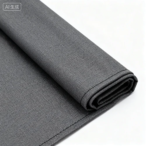 深灰色抗风天幕布料，加厚材质，防撕裂纹理，白色背景，俯视拍摄，质感粗犷