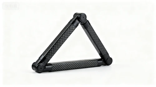 高强度碳纤维支架，黑色哑光，可折叠，白色背景，侧视拍摄，结构稳固