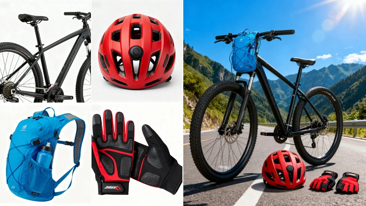 图3：运动器材AI合成效果（左侧为拆分素材，右侧为合并成品）