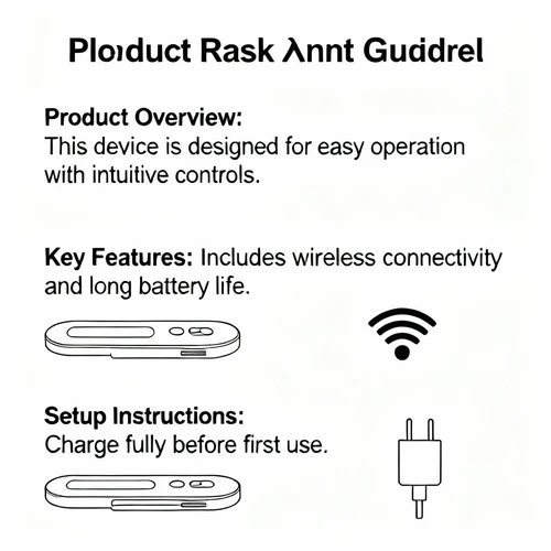原图：一张电子产品的快速入门指南，包含3段英文介绍和示意图，白底黑字，排版严谨。