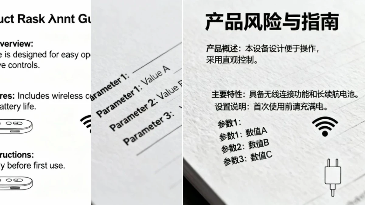 图3：说明书AI翻译效果（左侧为英文原件，右侧为中文翻译件）