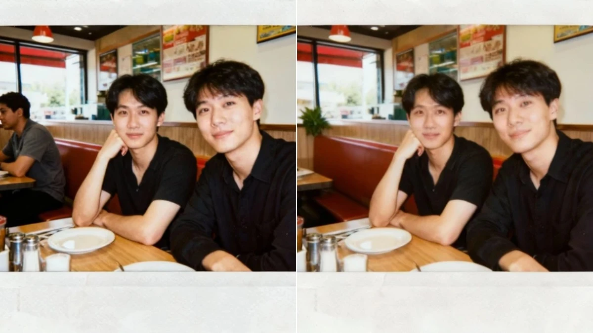 图4：合影闯入者移除效果（左侧为原图，右侧为消除后）