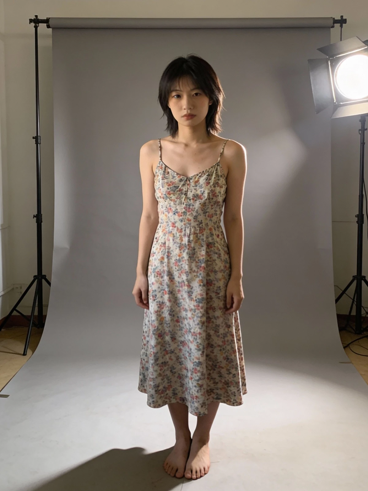 模特图变影棚背景前示例图像