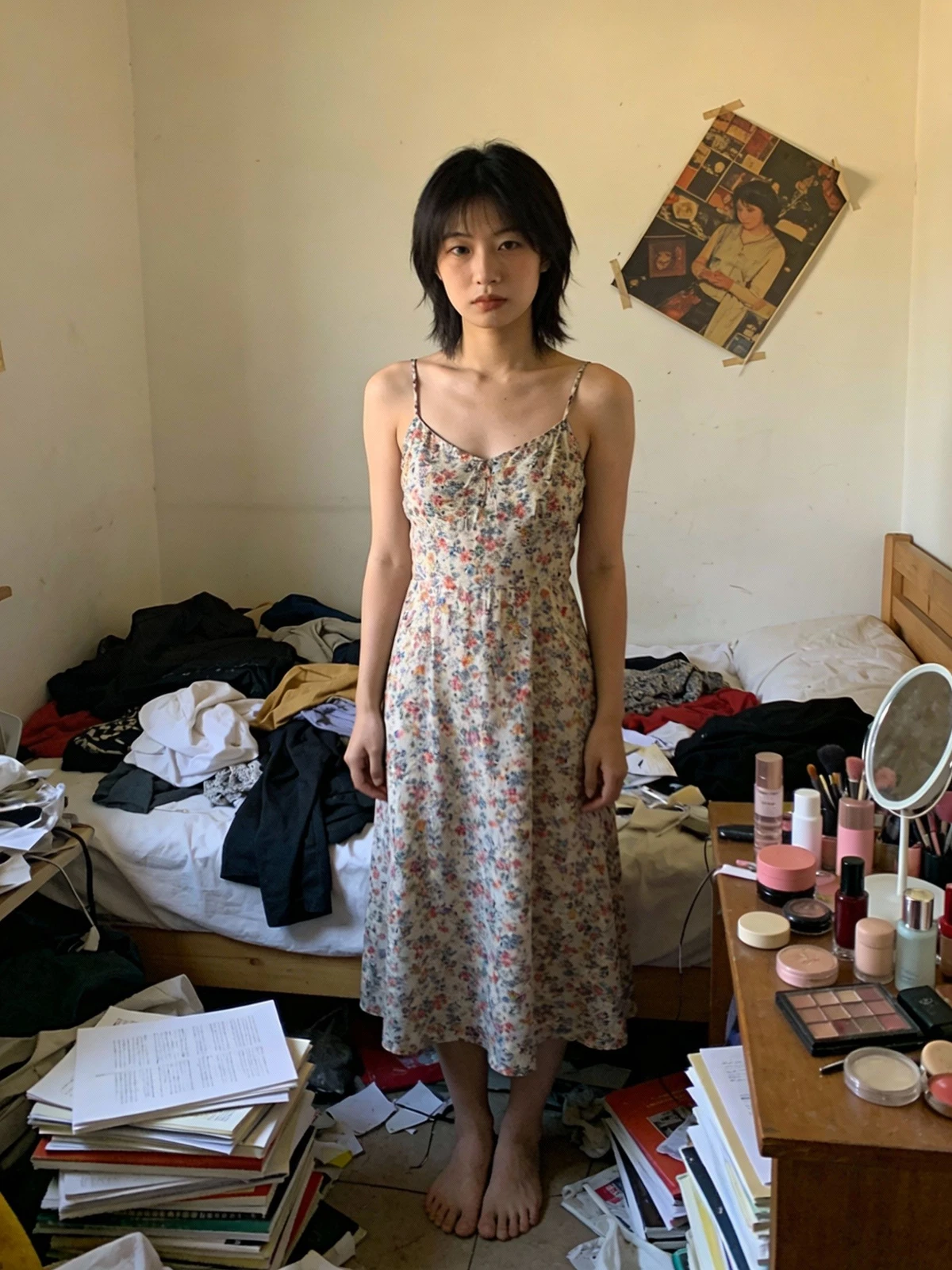 模特图变影棚背景前示例图像