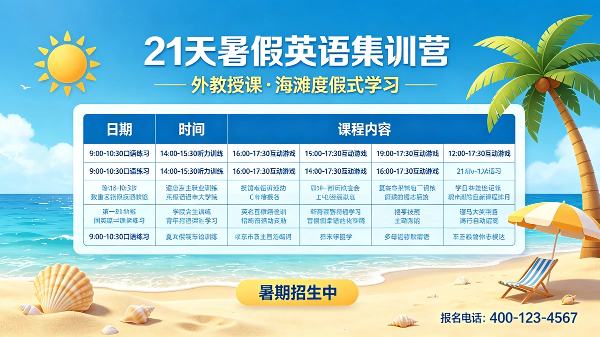 寒暑假课表示例1