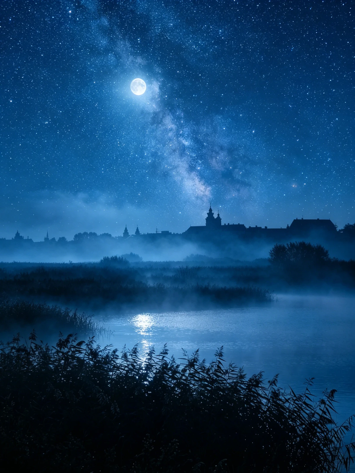 黄昏日落转为月夜星空效果前后示例照片