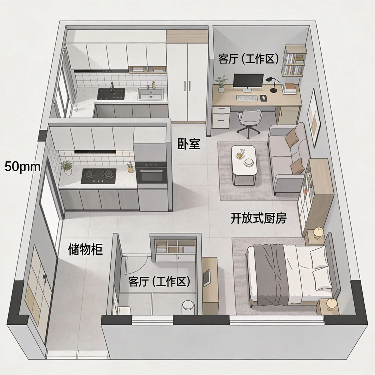 小户型房屋平面图示例1