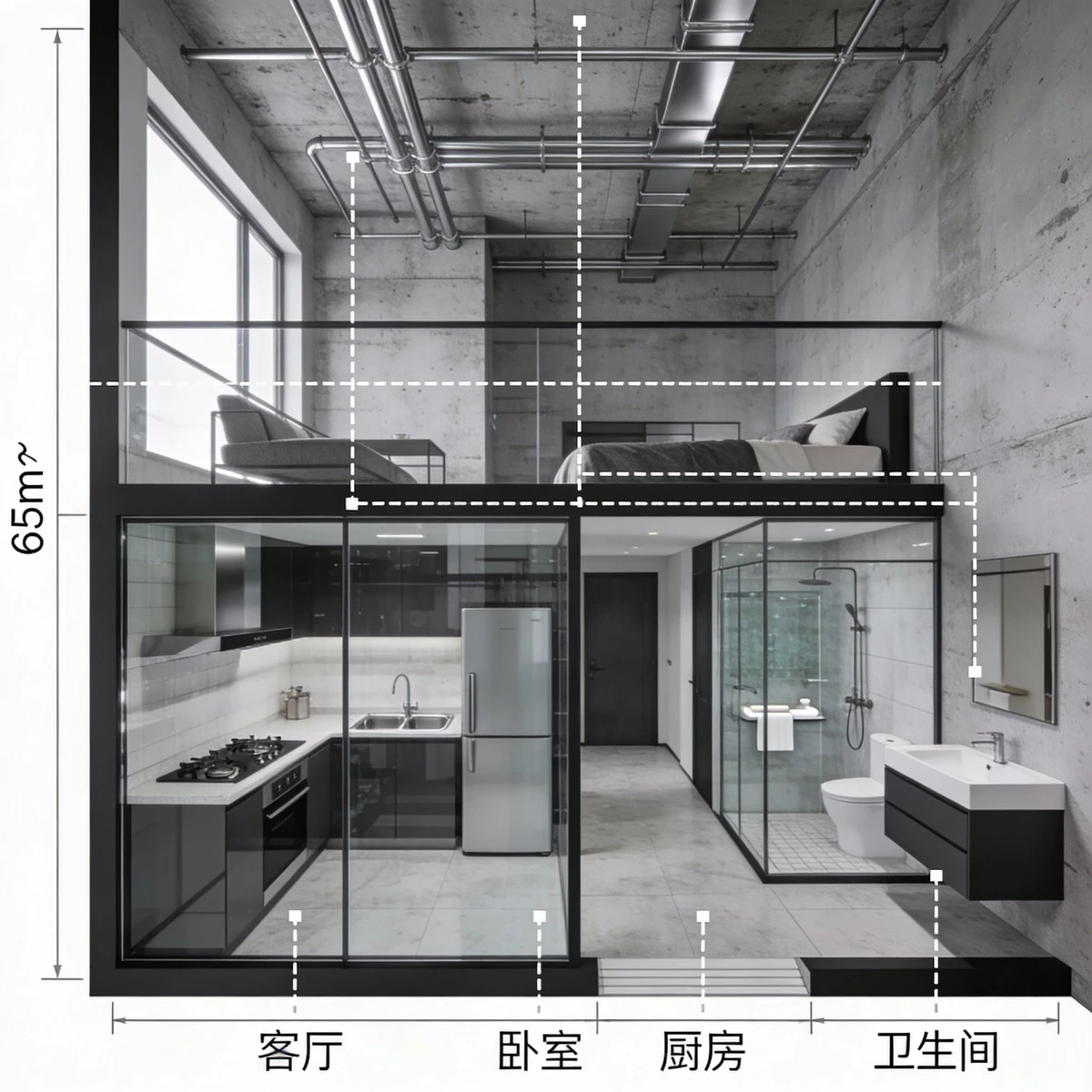工业风房屋平面图案例1