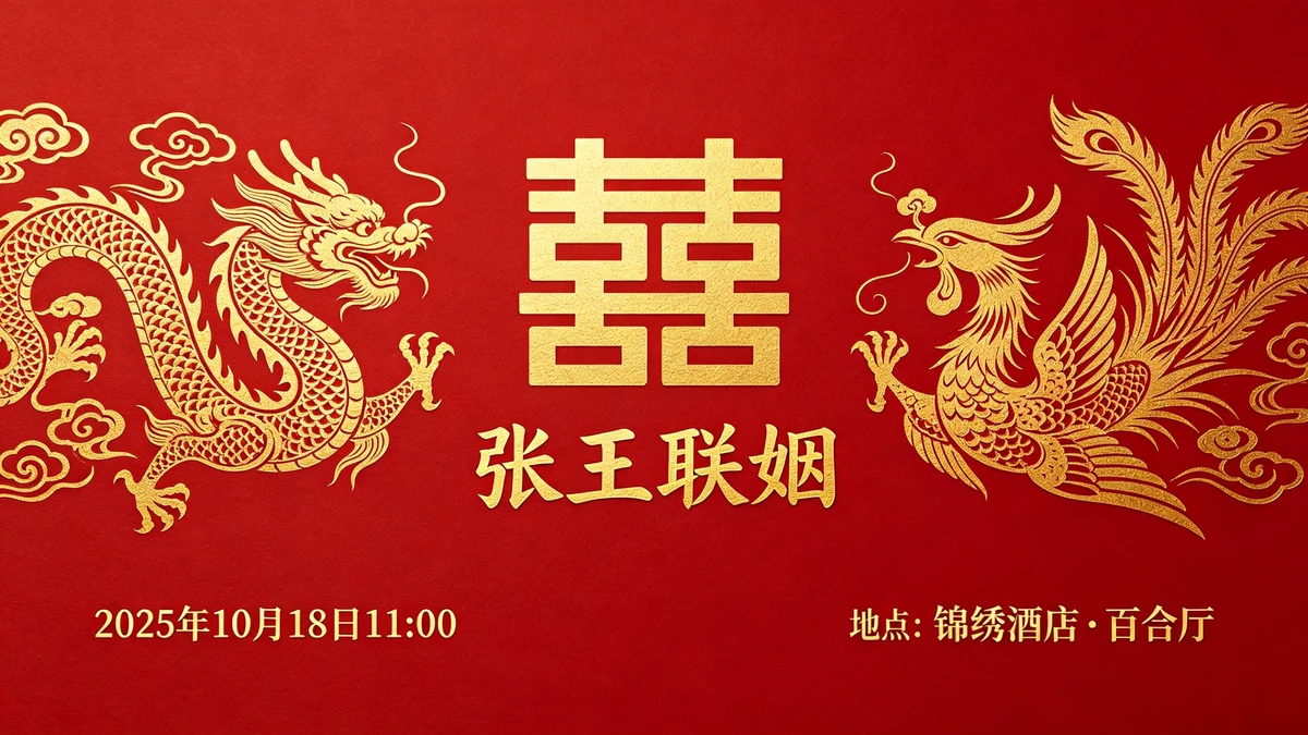 中式婚礼邀请函示例1