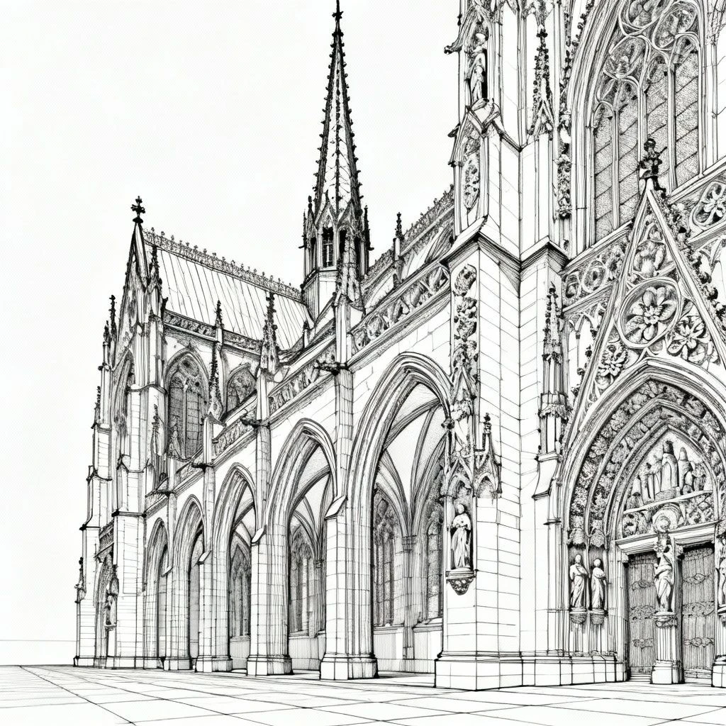 建筑风格线稿生成示例1