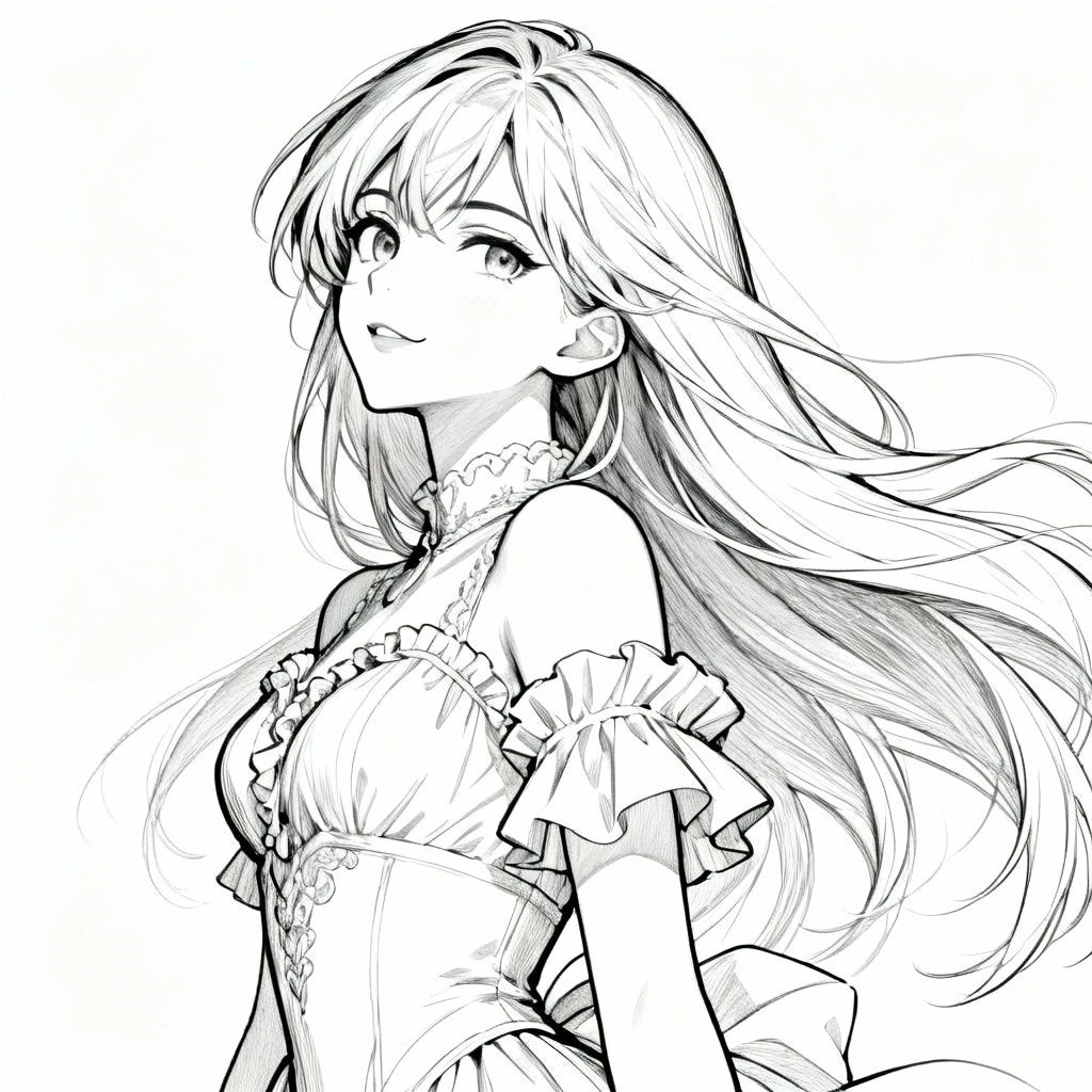 动漫风格线稿生成示例1