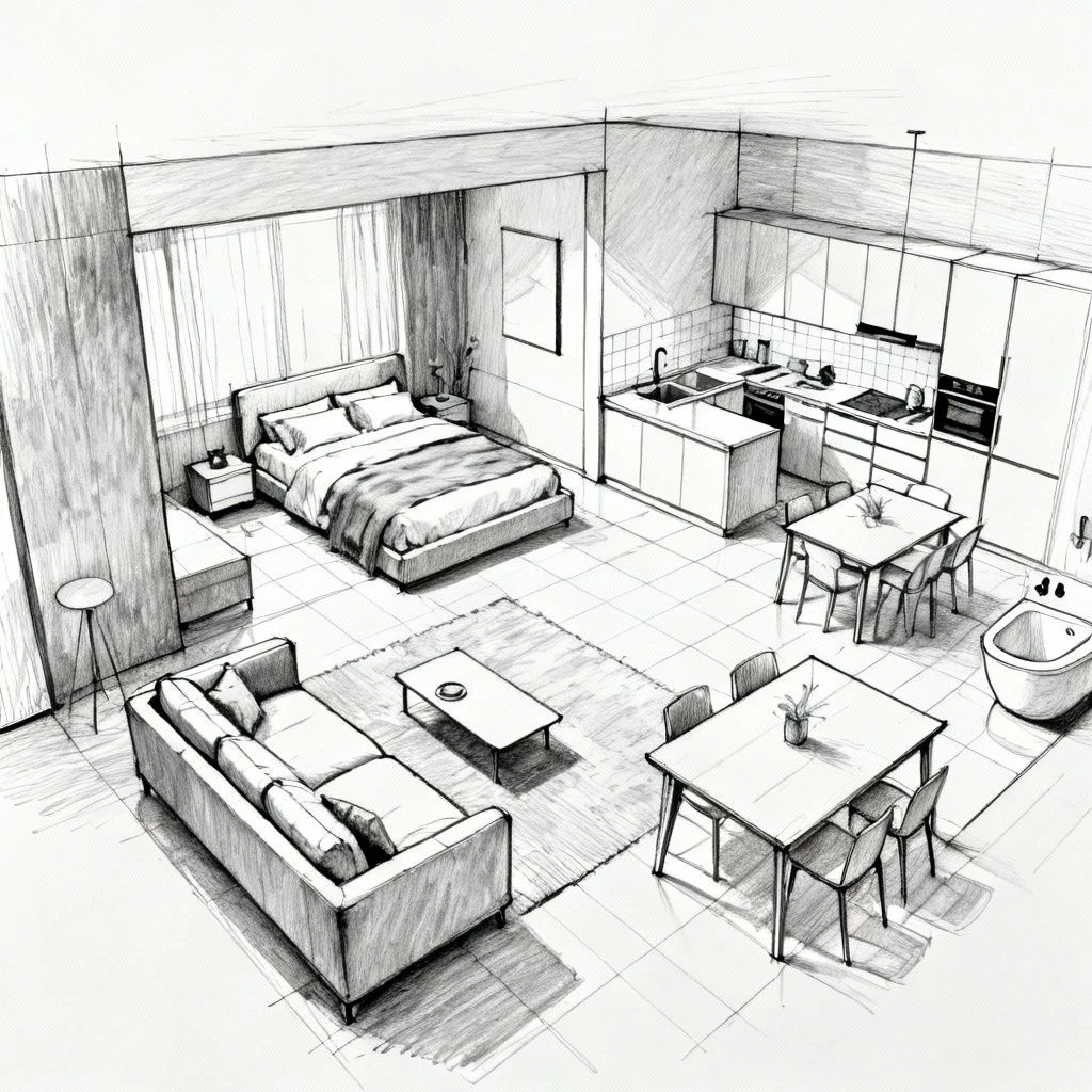 建筑风格线稿生成示例1