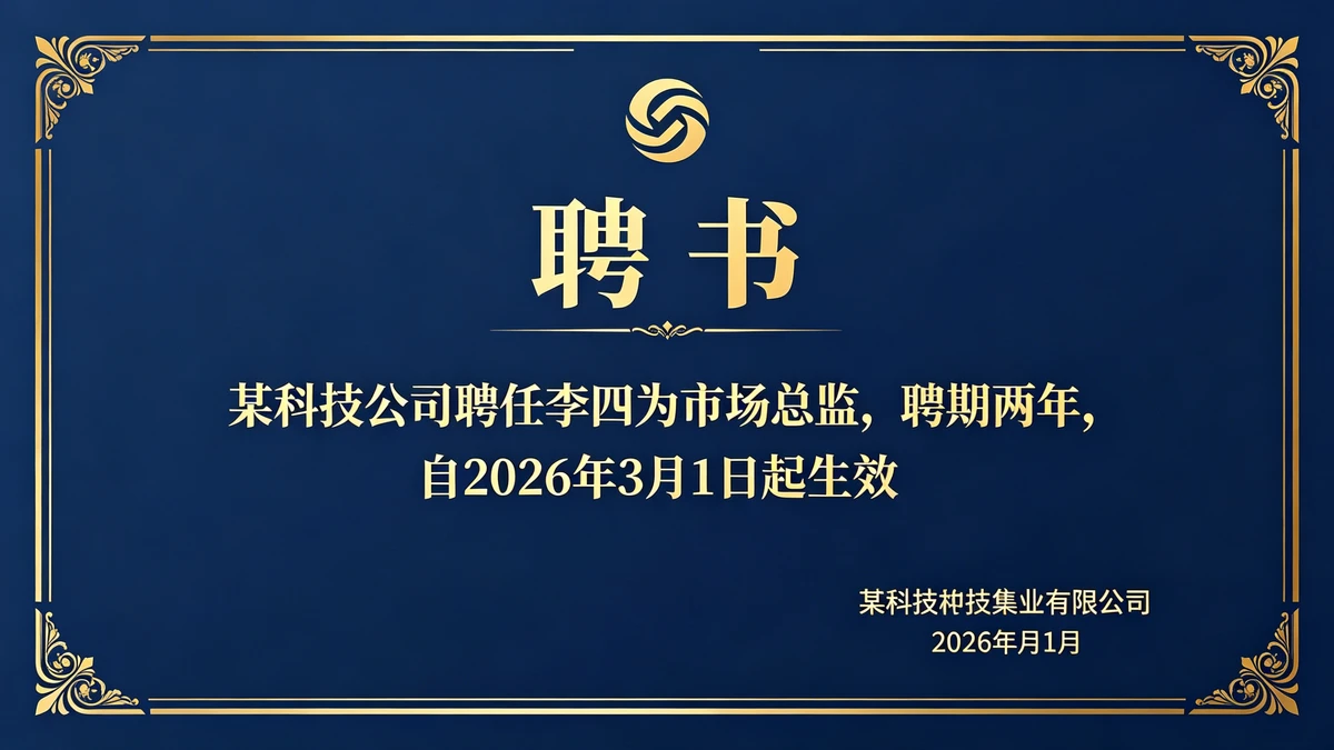 企业聘书示例1