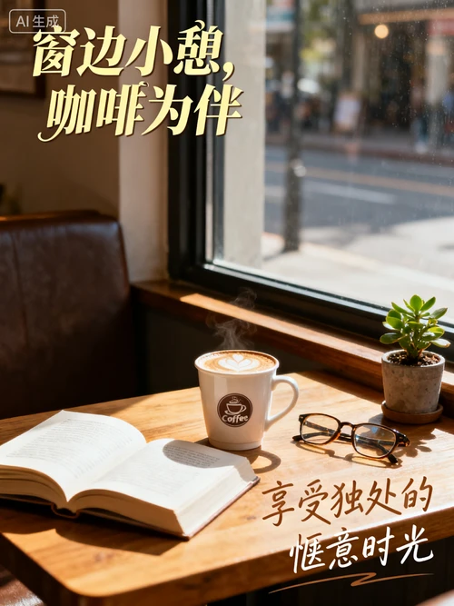 人物背景替换后案例图片 - 咖啡馆温馨宣传