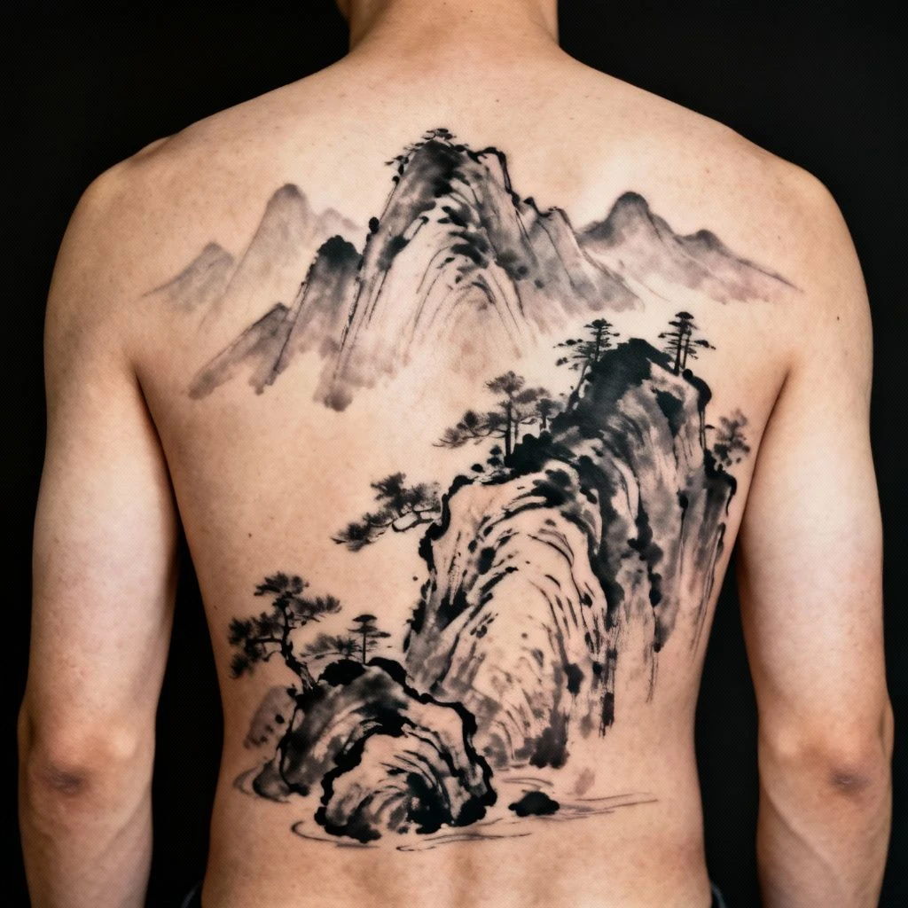 水墨风格纹身图案示例1